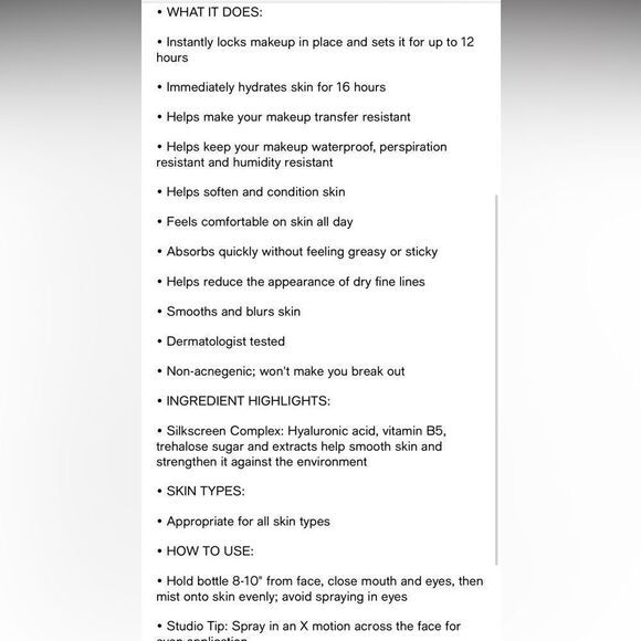 Smashbox Photo Finish Endurance Breathable Setting Spray, 1 oz. - Picture 8 of 9